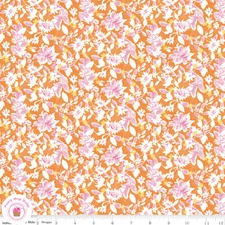 Riley Blake FLOWER ARTISTS HOME 4776002B Orange Pink Floral LIBERTY Quilt Fabric