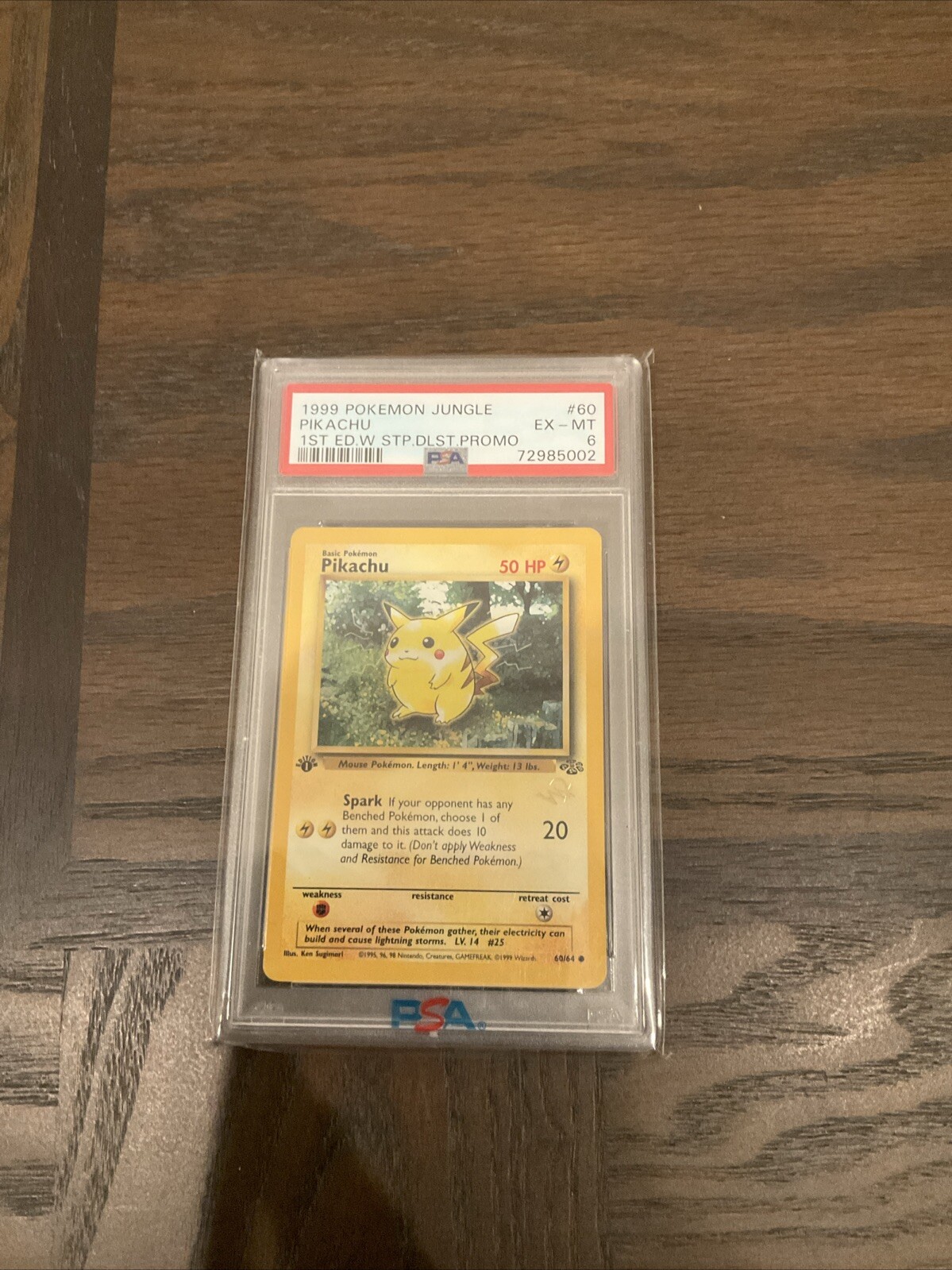 1999 Pokemon Jungle 1st Edition Pikachu Wizard Stamp Duelist Promo #60 PSA 6