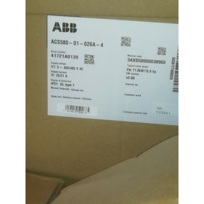 ACS580-01-026A-4 ABB Frequency Converter 11KW Brand New in Box!Spot Goods Zy