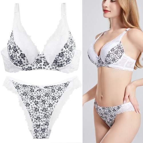 Sexy Floral Lace Padded Push Up Plunge Bra knicker Sets Ladies Underwear Panties - Picture 4 of 42