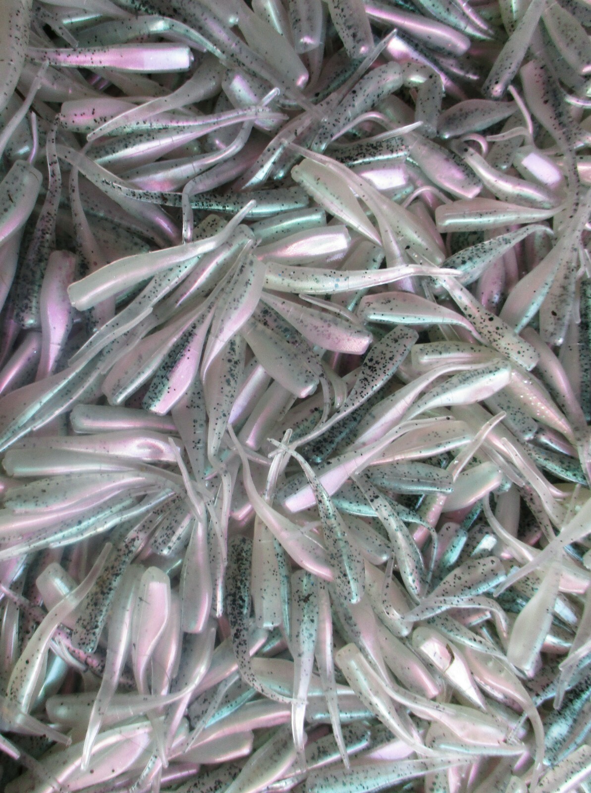 50ct RAINBOW TROUT 2" STINGER SHAD GRUBS Crappie Fishing Lures Quiver