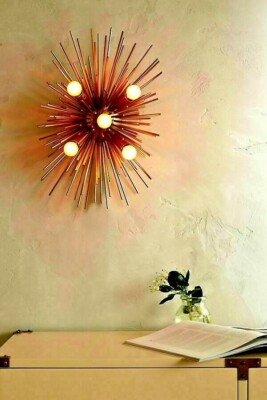 Mid century style Flush mount sputnik Brass Lighting Sea Urchin design Lights
