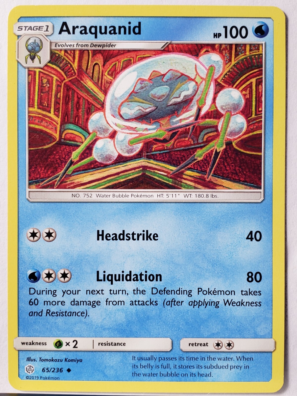 Araquanid 65/236 NM - Cosmic Eclipse Pokemon Card - Tomokazu Komiya Art