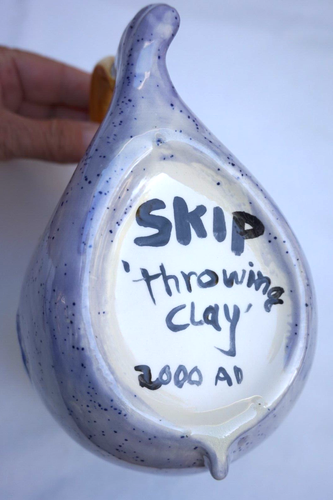 Vintage Art Pottery Hand-Painted 7” Fish Pitcher or Vase by SKIP 2000 - Picture 10 of 11