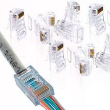 10 Pack Cat5e RJ45 Network Modular Plug UTP Cable Connector End Pass Through EZ