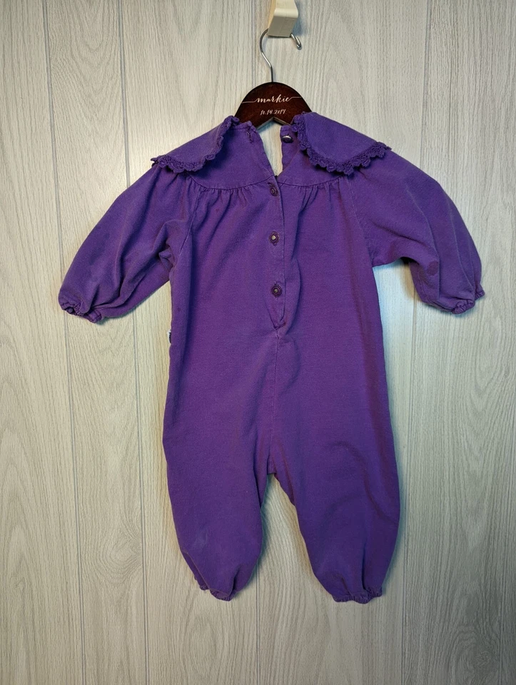 Mameluco Burbuja Vintage Niños Algodón Púrpura Calado Una Pieza Niñas 24 Meses Foto 2 de 4