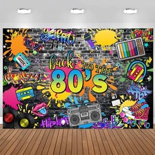 10x7ft Back to The 80s Party Backdrop Colorful Graffiti Wall Photography Back...