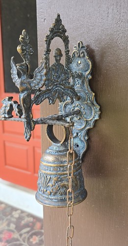 Vintage Gothic Drache Messing Tür/Wand Klosterglocke mit Kette & Ziehgriff - Bild 6 von 10