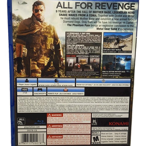 Metal Gear Solid V: The Phantom Pain (Sony PlayStation 4 PS4 2015) con mappa - Foto 7 di 7