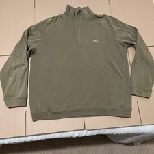Tommy Bahama Pima Cotton Quarter Zip Pullover Sweatshirt Size M Army Green