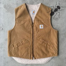 Vintage Y2K Carhartt brown Sherpa lined work wear vest