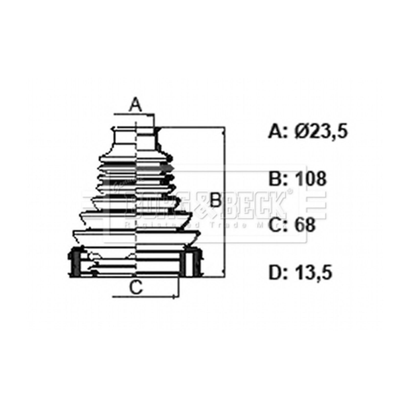 Genuine Borg & Beck Inner CV Boot Kit - BCB6325