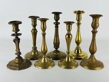 Lotto Antichi Candelabri Porta Candela In Bronzo E Ottone Del XIX Sec.