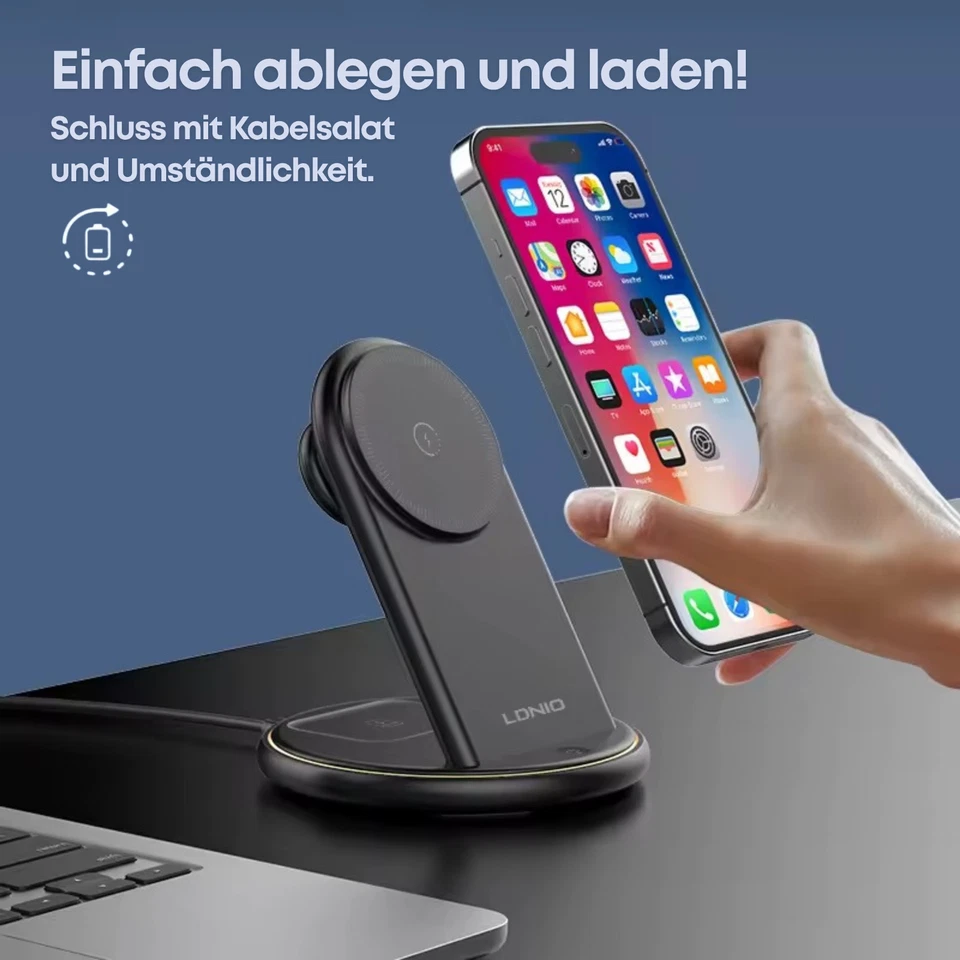 25W Qi Wireless Charger 5in1 Kabellose Induktive Ladestation Schnellladegerät - Bild 3 von 4