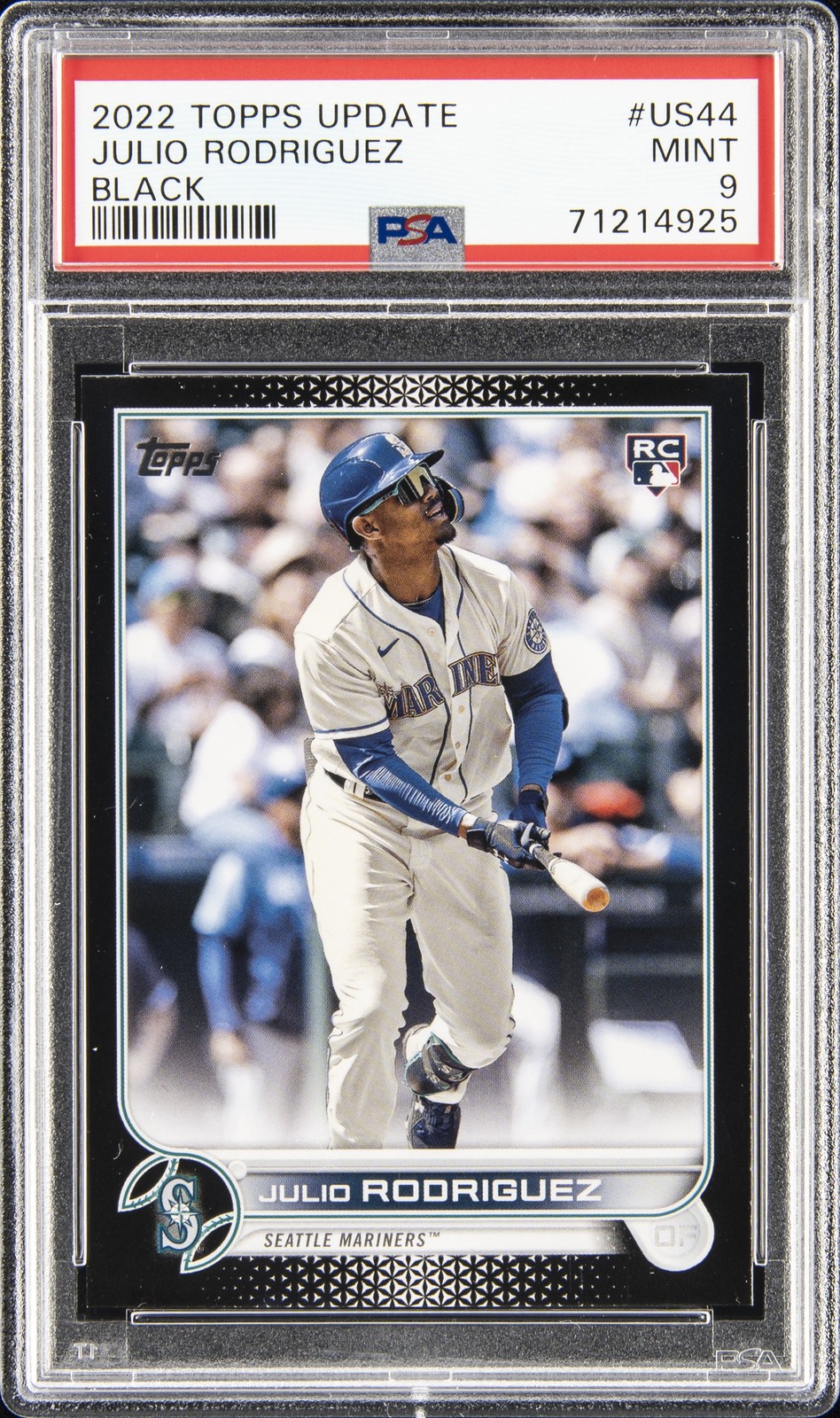 2022 TOPPS UPDATE BLACK #US44 JULIO RODRIGUEZ ROOKIE RC 29/71 PSA 9