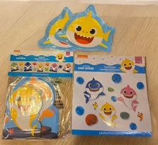Baby Shark-Themed Party Decorations 12 Cutouts 16 Plates Birthday Pinkfong NEW