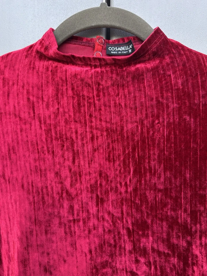 Body Cosabella De Colección Terciopelo Rojo Manga Larga Cuello Simulado XL San Valentín Vacaciones Foto 4 de 4