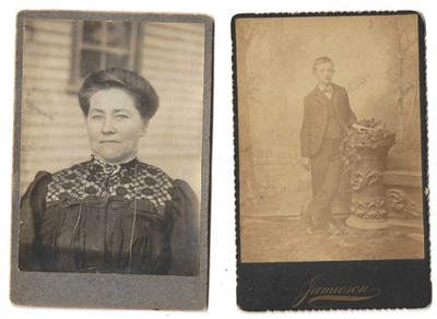 2 Old Cabinet Photos Victor Dunkleberger & his Aunt Mrs Abe Herb Hegins PA