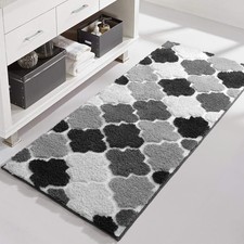 Black Bathroom Rugs Runner 20x47 Non-Slip Bath Rugs Extra Soft Absorbent Shag...