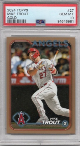 Mike Trout 2024 Topps GOLD # 27 *PSA 10 GEM MT* 0564/2024 Los Angeles Angels