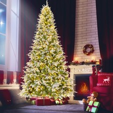 9 FT Artificial Christmas Tree Hinged Xmas Tree with 1871 Branch Tips 690 Lights