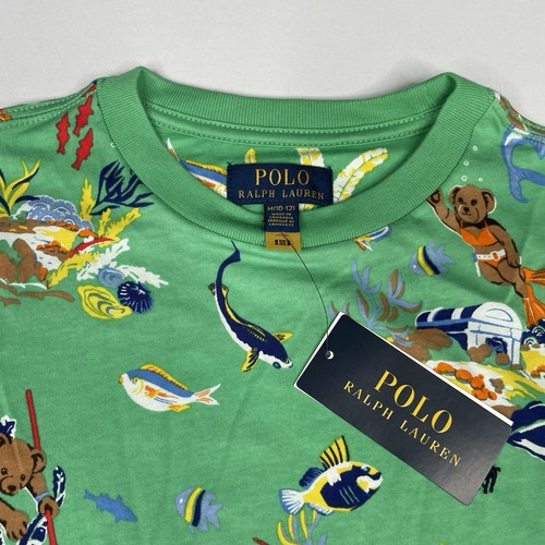 Polo Ralph Lauren Boys Size MEDIUM (10-12) Polo Bear Short Sleeve Green T-Shirt - Picture 3 of 8