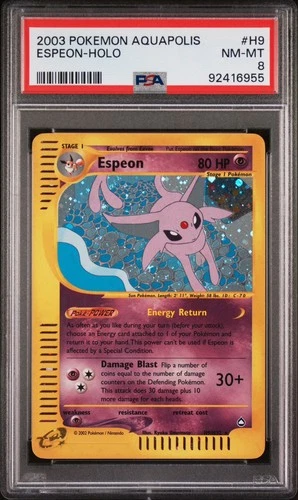 Espeon H9/H32 Holo - PSA 8 (Aquapolis)