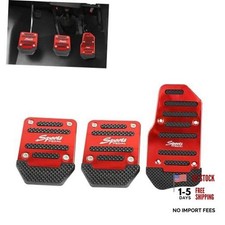 3PCS Car Non-slip Pedal Pads Set, Metal Rust-proof Striped Car Pedal 3 PCS Red