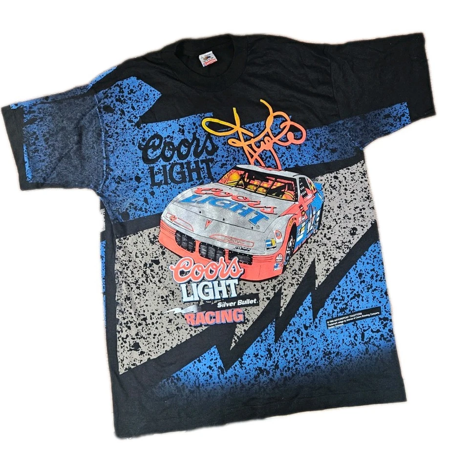 Camiseta De Colección 1995 Nascar Coors Estampado de Bala Plateada Clara Kyle Petty L Foto 4 de 4