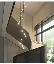 16/28/36 head Large staircase LED Glass long chandelier living room floor light