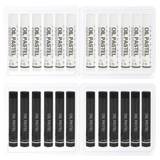 White, Black Oil Pastels, 24Pcs Soft Oil Crayons Creamy Pastels Stick Art