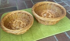 Vintage Wicker Serving Basket Set Farmhouse Retro 90s Kitchen Picnic Outdoor