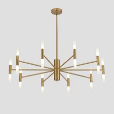 Lighting Mid Century Modern Chandelier Brass Gold Chandelier Light Fixture Vi...