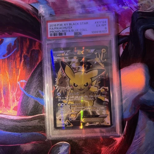 PSA 6 2016 POKEMON XY BLACK STAR PROMO RED & BLUE COLL FULL ART/PIKACHU EX