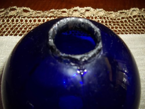 Bola pararrayos de vidrio azul colbalto antigua original (lote A) - Imagen 3 de 8