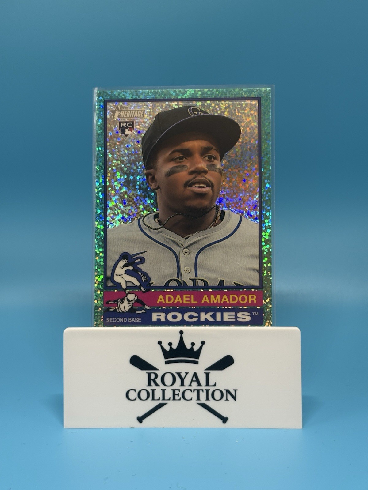 2025 Topps Heritage - Adael Amador #61 Chrome Aqua Sparkle Refractor (RC)