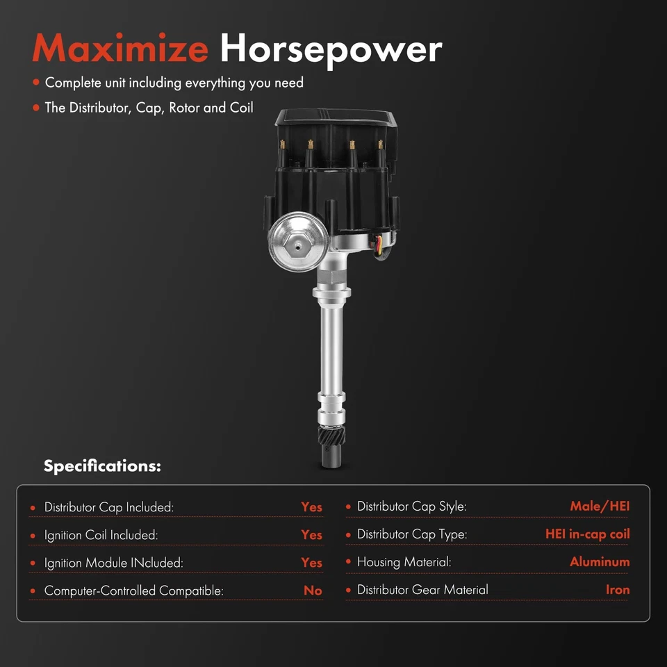 Distribuidor electrónico para Chevrolet Camaro 1976-1987 Buick Regal con tapa y rotor Foto 2 de 4