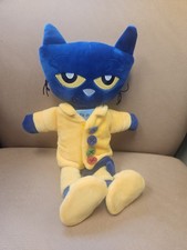 Zoobies Pete the Cat Plush Pajama Day Storybook Blue Yellow Stuffed Animal 16"