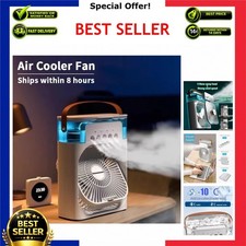 3-in-1 Portable Air Cooler Fan with LED Night Light & Humidifier, USB Desk Fan
