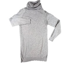 Lole Turtleneck Sweater Dress Womens M Grey Knit Raglan Sleeve Tunic Minimalist