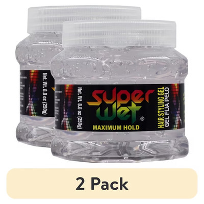 (2 pack) Super Wet ''Transparente'' Moisturizing Hair Styling Gel, 8.8 oz