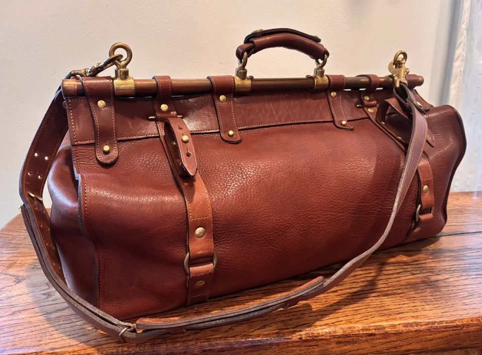Coronel Littleton No. Bolso de cuero de 3 empuñaduras - marrón vintage Foto 3 de 4