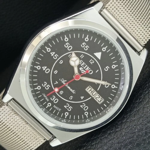 VINTAGE SEIKO 5 AUTOMATIC 6309A REFURBISHED JAPAN MENS BLACK WATCH a442174-1