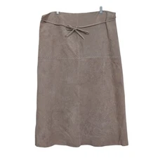 Madison Studio Pig Suede Maxi Skirt Womens Plus Size 20W Beige Leather Floral