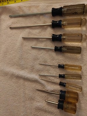Lot of (9) Vintage Craftsman USA Phillips Screwdriver + (1) Scratch Awl - (h)
