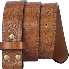 Men Women Retro Belt Strap without Buckle 1.5" Wide Classic Western Embossed Pu-