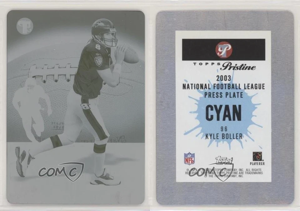 2003 Topps Pristine Press Plate Cyan 1/1 Kyle Boller #96 Rookie RC 9b4 - Image 3 of 3