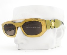Versace Biggie Sunglasses Reflective Gold Mirror Frame VE2235 1002/3 with Case
