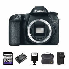 Canon EOS 70D Digital Camera Body Only 2 Batteries, 32GB, Flash More