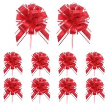 10pcs 6in Pull Bows for Gift Wrapping Pre-Made Satin Organza Ribbon Bows, Va...